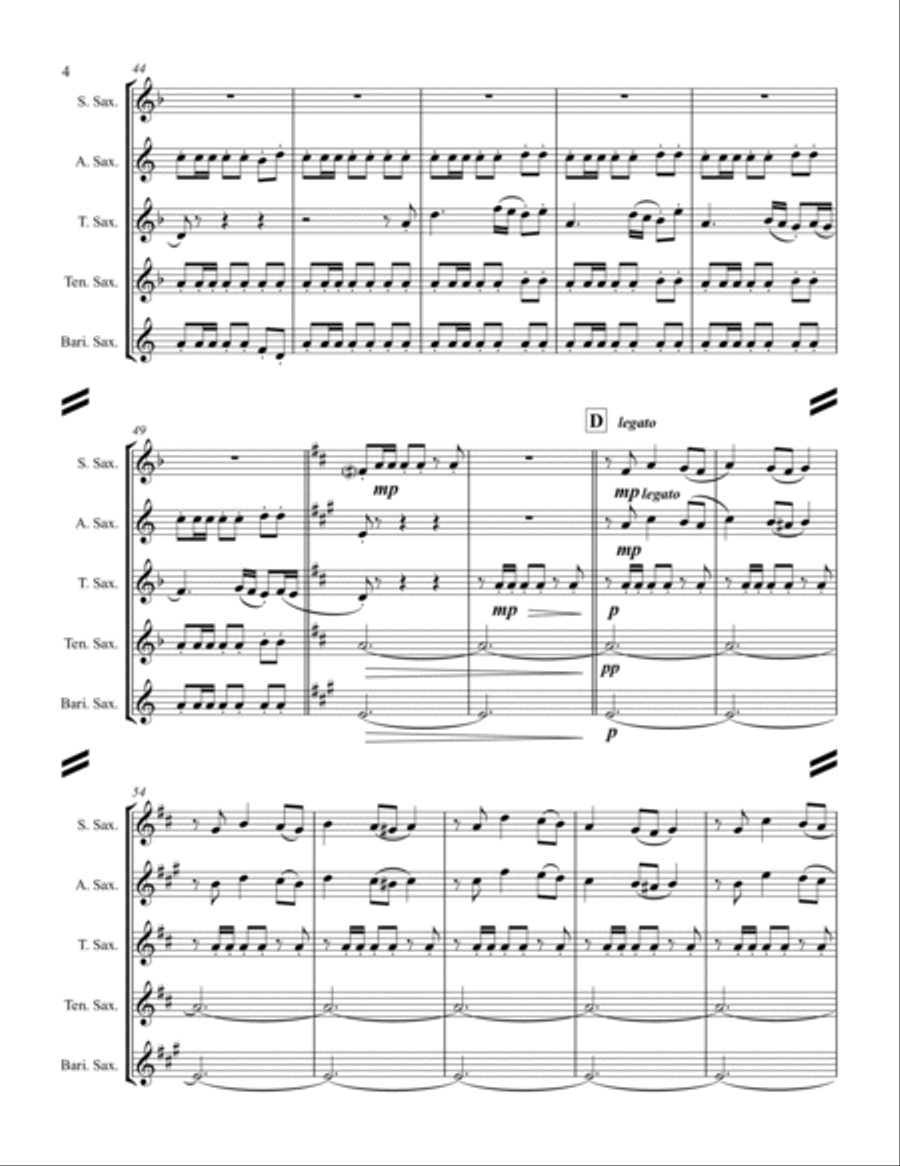 Tchaikovsky – Danse Espagnole (Spanish Dance) from Swan Lake (for Saxophone Quintet SATTB) Saxophone Quintet scores gallery preview page 5