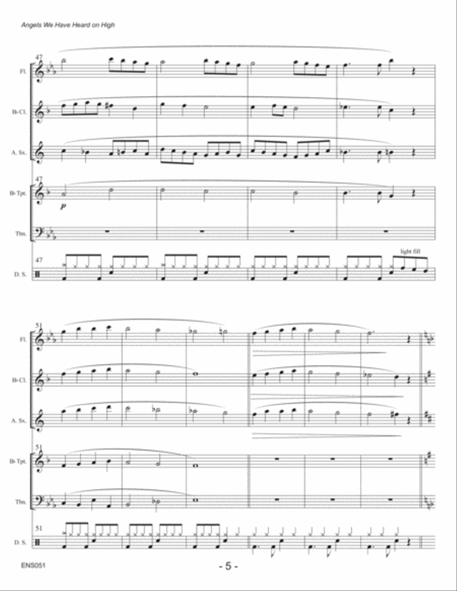 ANGELS WE HAVE HEARD ON HIGH - MIXED ENSEMBLE with optional Piano Large Ensemble scores gallery preview page 5