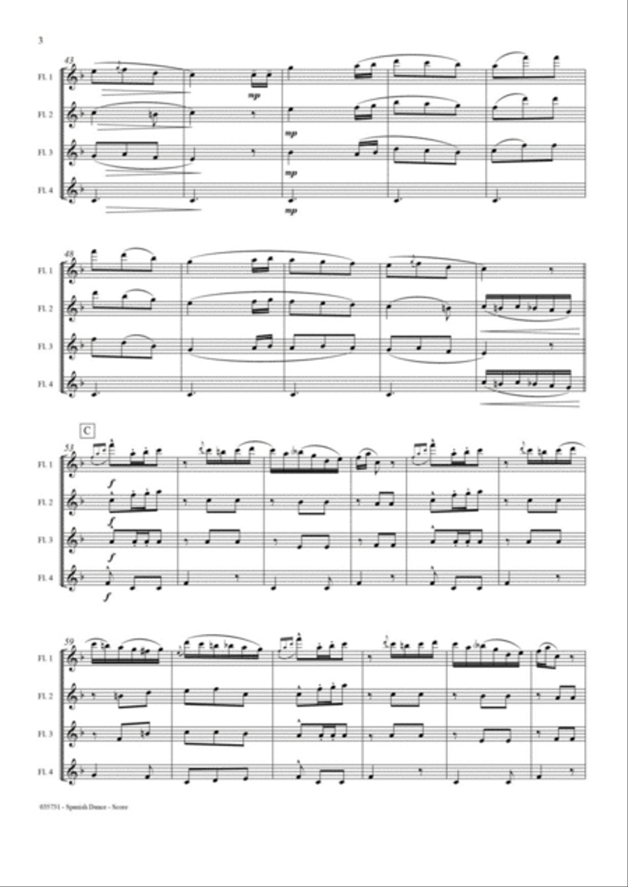 SPANISH DANCE OP 12, NO1 – FLUTE QUARTET Flute Quartet scores gallery preview page 4