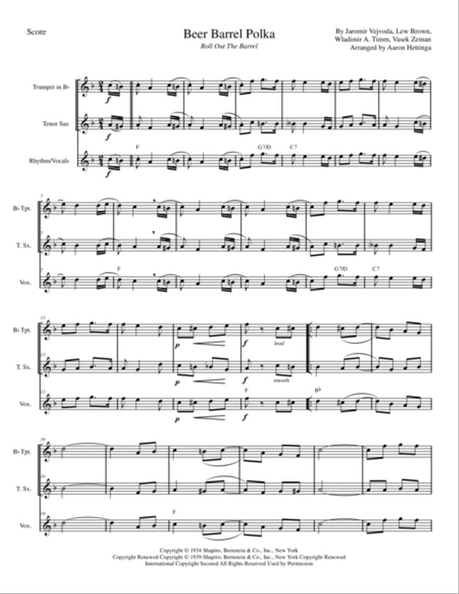Beer Barrel Polka (roll Out The Barrel) Small Ensemble scores gallery preview page 3