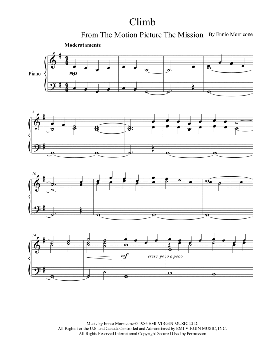 Climb Piano Solo scores gallery preview page 1