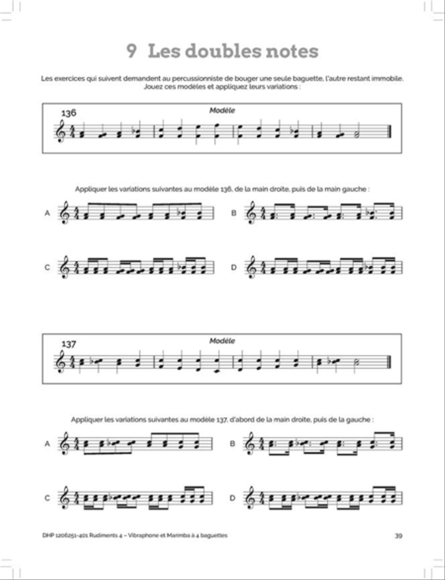 Rudiments 4 - Vibraphone et Marimba à 4 baguettes Marimba scores gallery preview page 4
