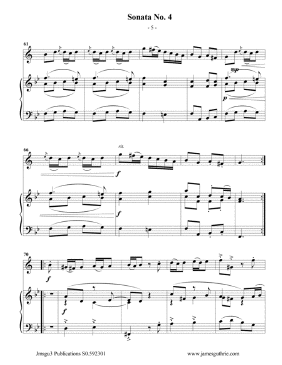 Vivaldi: Sonata No. 4 for Baritone Horn & Piano Baritone Horn scores gallery preview page 5