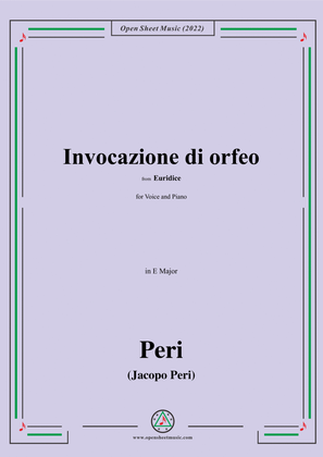 Book cover for Peri-Invocazione di orfeo,from Euridice,in E Major,for Voice and Piano