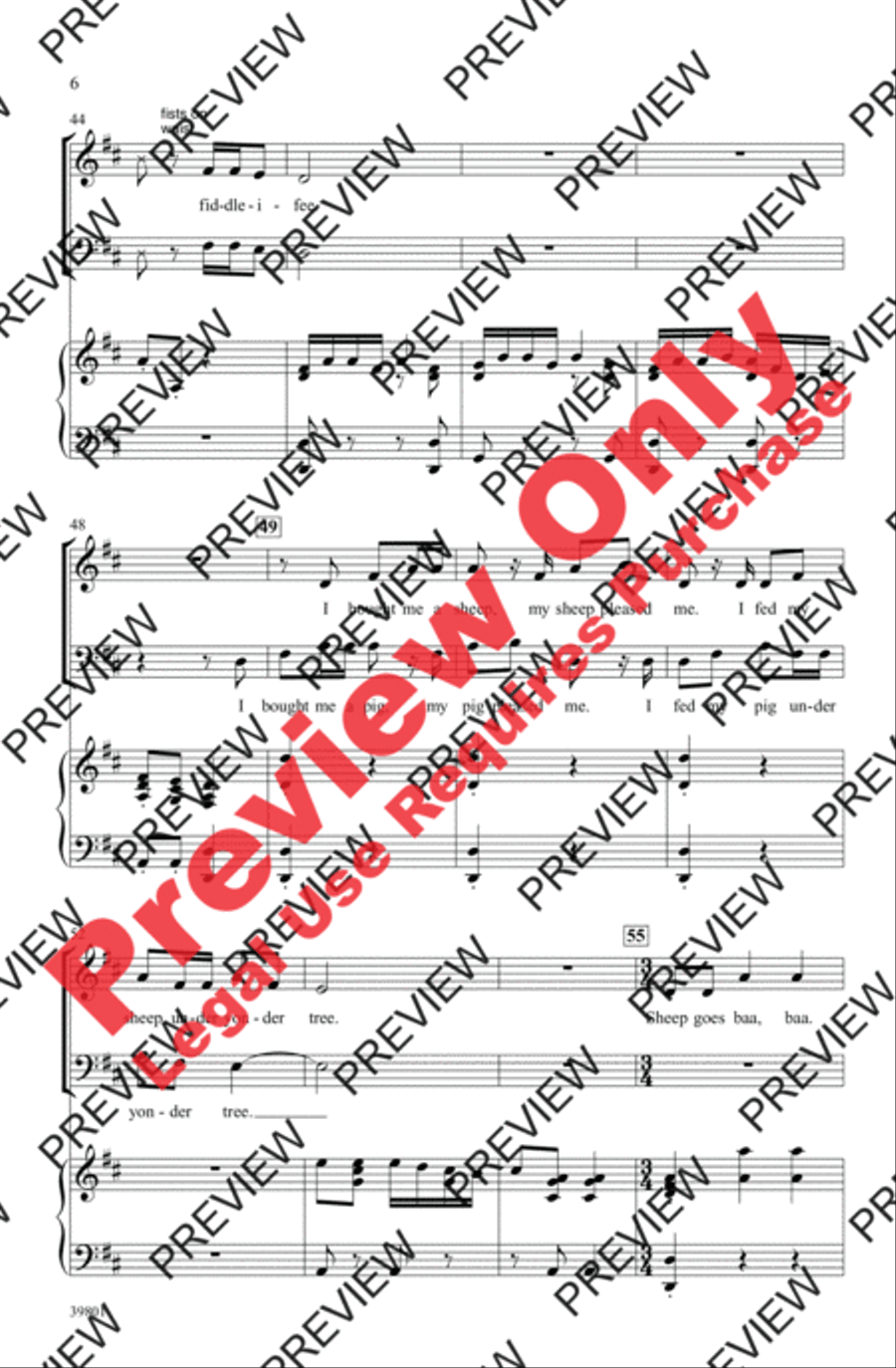 I Bought Me a Cat 3-Part scores gallery preview page 6