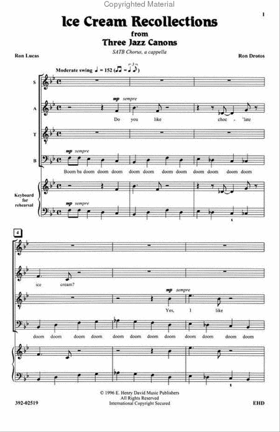 3. Ice Cream Recollections 4-Part scores gallery preview page 2
