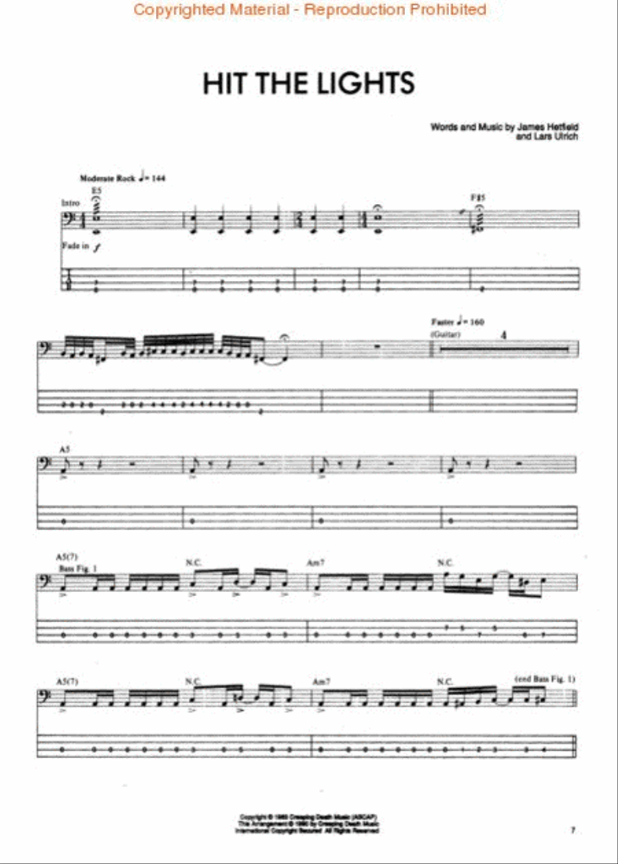 Kill 'Em All - Bass Bass Guitar Tablature scores gallery preview page 2