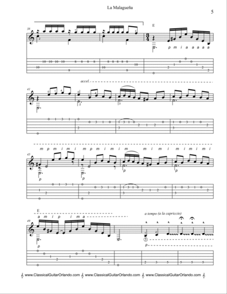 Malaguena Guitar scores gallery preview page 6
