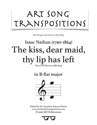 Book cover for NATHAN: The kiss, dear maid, thy lip has left (transposed to B-flat major)