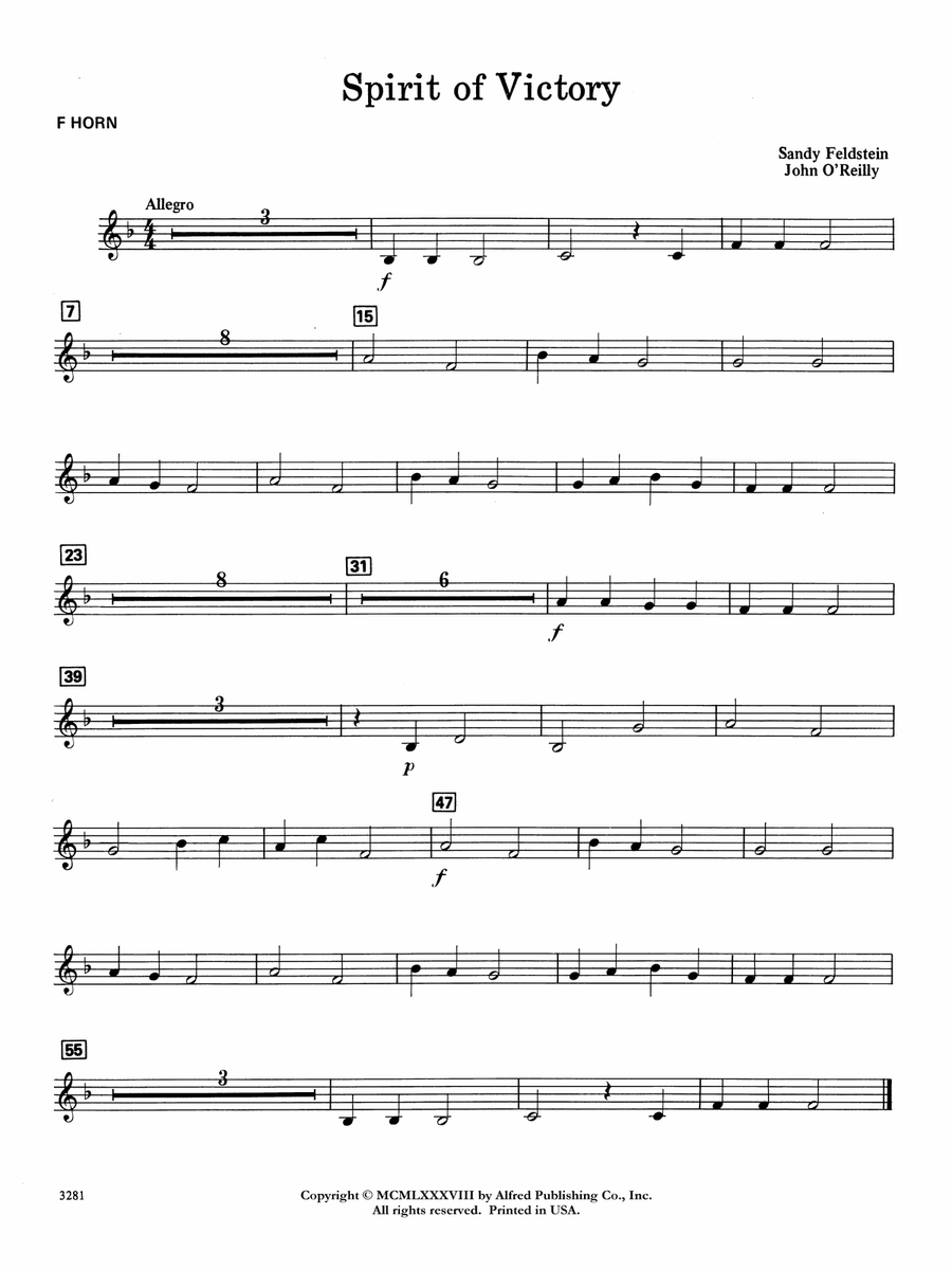 Spirit of Victory: 1st F Horn