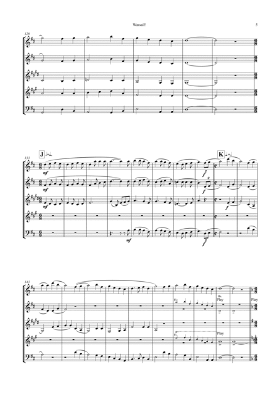 Wassail! (Incorporating 3 Christmas Wassails) for wind quintet Woodwind Quintet scores gallery preview page 5