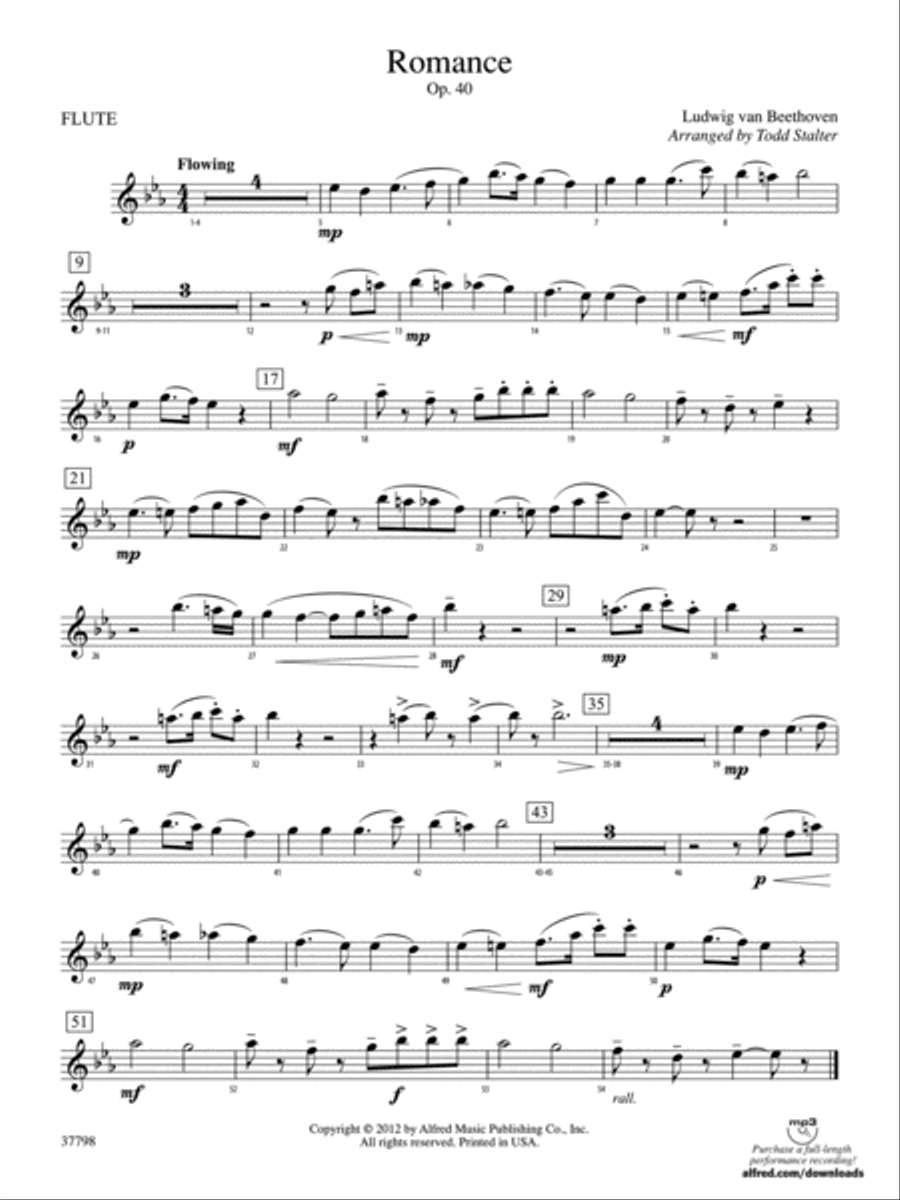 Romance, Op. 40: Flute Concert Band scores gallery preview page 1
