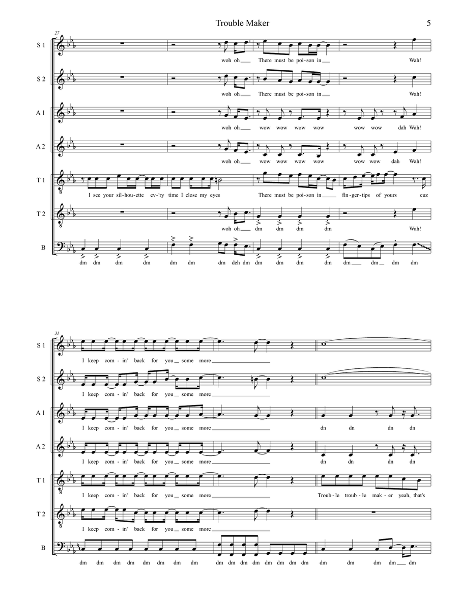 Troublemaker 4-Part scores gallery preview page 5