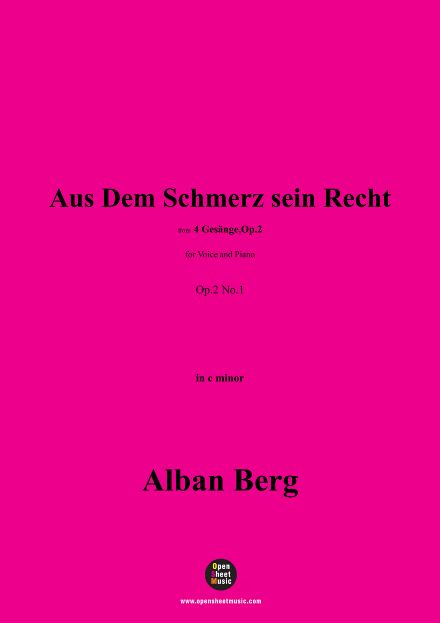 Alban Berg-Aus Dem Schmerz sein Recht(1910),in c minor,Op.2 No.1 Voice scores gallery preview page 1