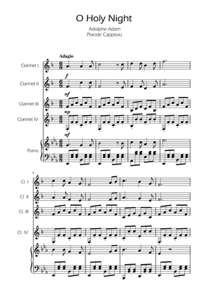 Book cover for O Holy Night - Clarinet Quartet w/ Piano