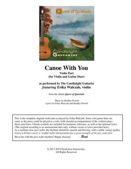Canoe With You - Violin part (for violin and guitar duet)