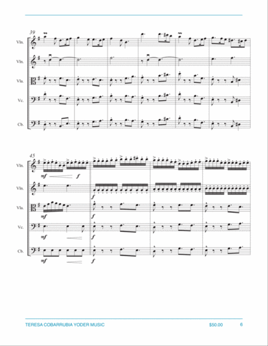 What Child is This - Greensleeves, String Orchestra arranged by Teresa Cobarrubia Yoder, ASCAP String Orchestra scores gallery preview page 6