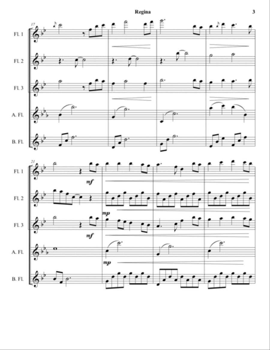 Regina (Flute Choir Arrangement) Flute Choir scores gallery preview page 4
