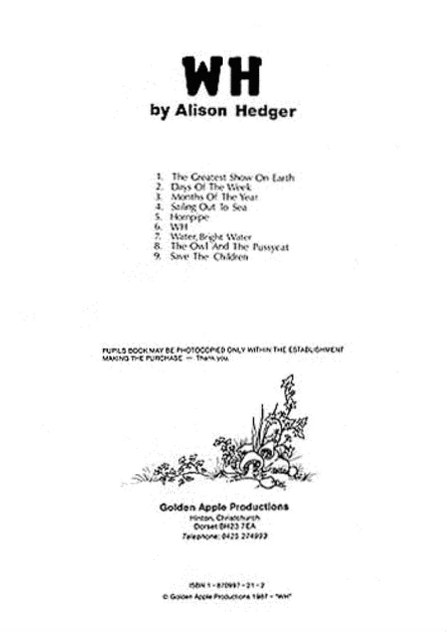 Alison Hedger: WH (Pupil's Book) Piano, Vocal, Guitar scores gallery preview page 1