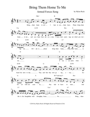 Bring Them Home to Me (Lead Sheet)