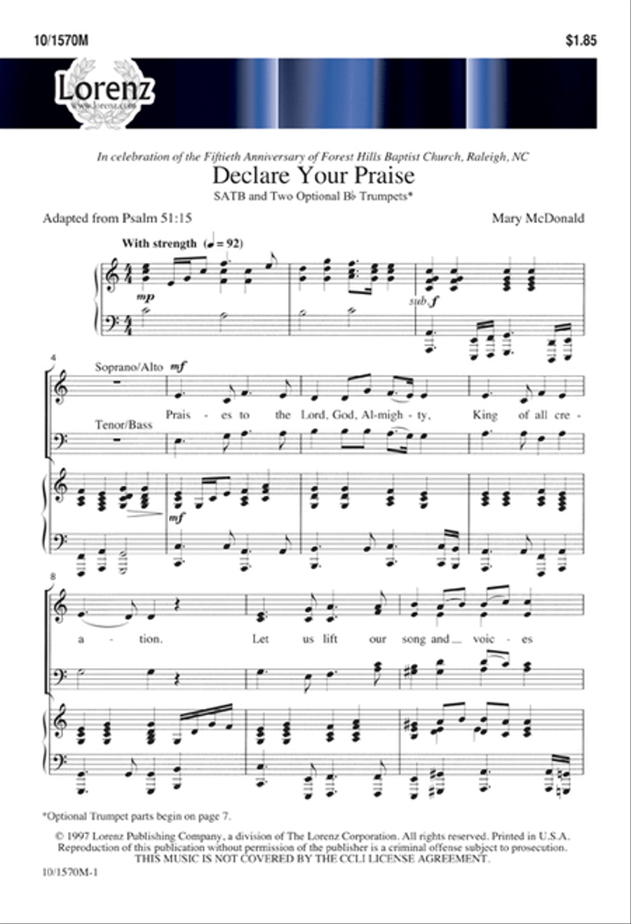 Declare Your Praise 4-Part scores gallery preview page 1