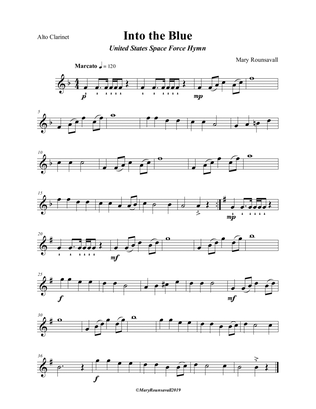 Book cover for US SPACE FORCE HYMN (Into the Blue) ALTO CLARINET PART