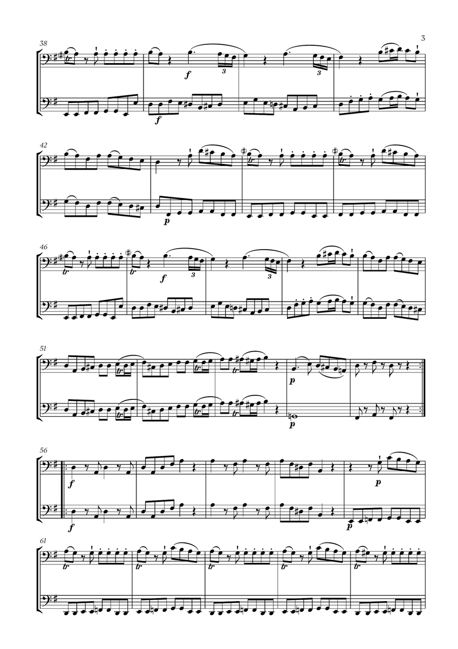 W. A. Mozart - Eine Kleine Nachtmusik (for Cello Duet) String Duet scores gallery preview page 3