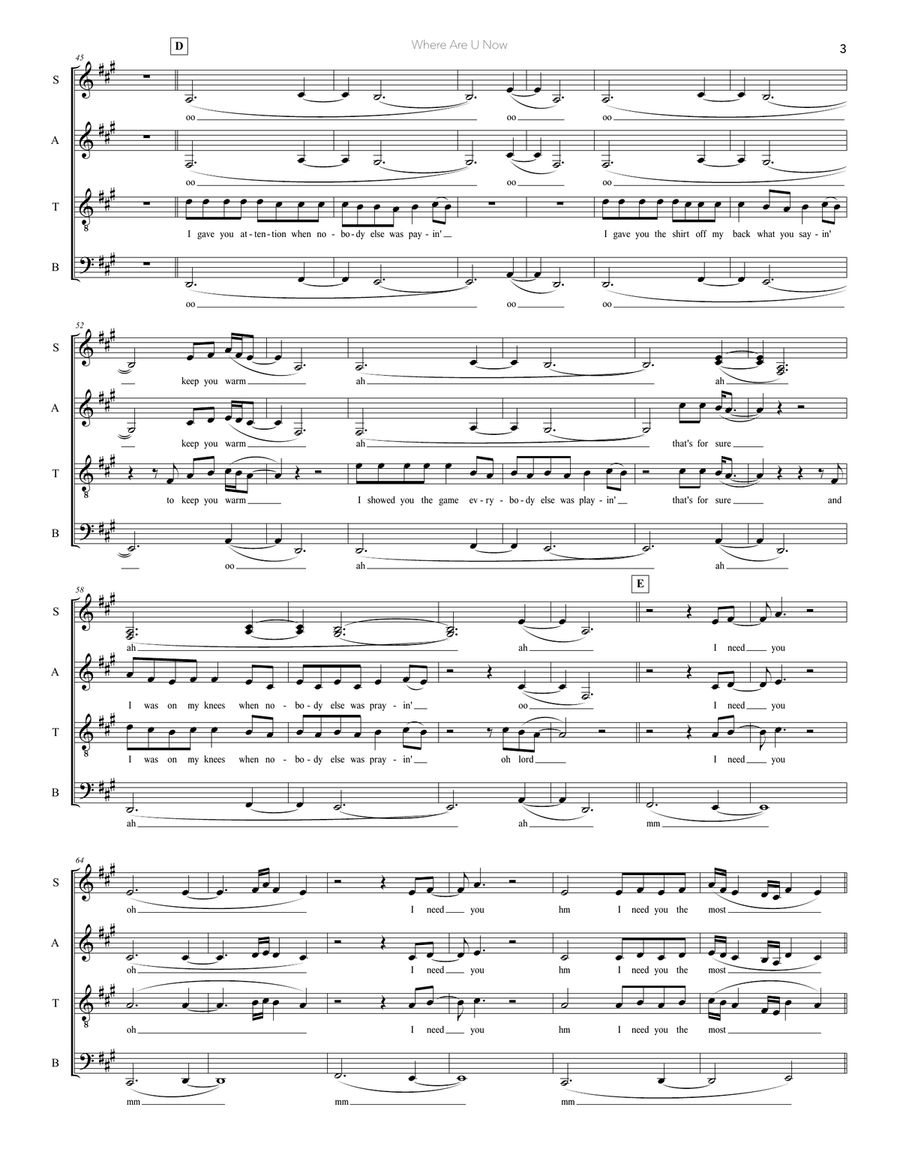 Where Are U Now 4-Part scores gallery preview page 3