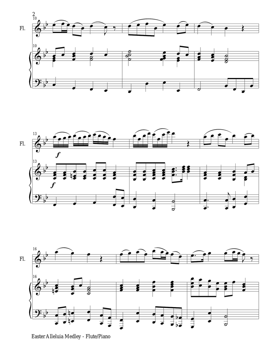 EASTER ALLELUIA MEDLEY (Duet – Flute/Piano) Score and Flute Part Flute Solo scores gallery preview page 2