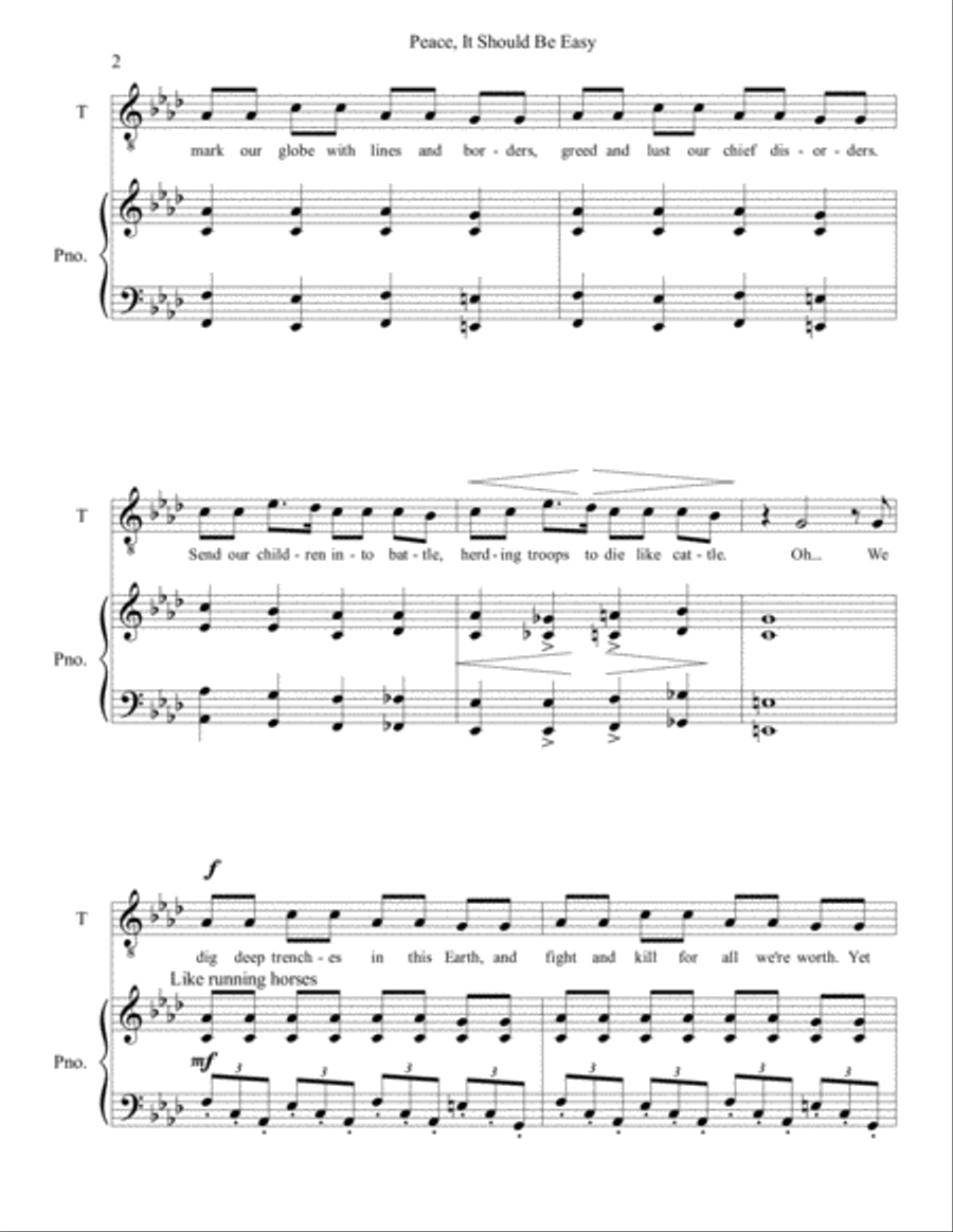 Peace, It Should Be Easy Tenor Voice scores gallery preview page 2