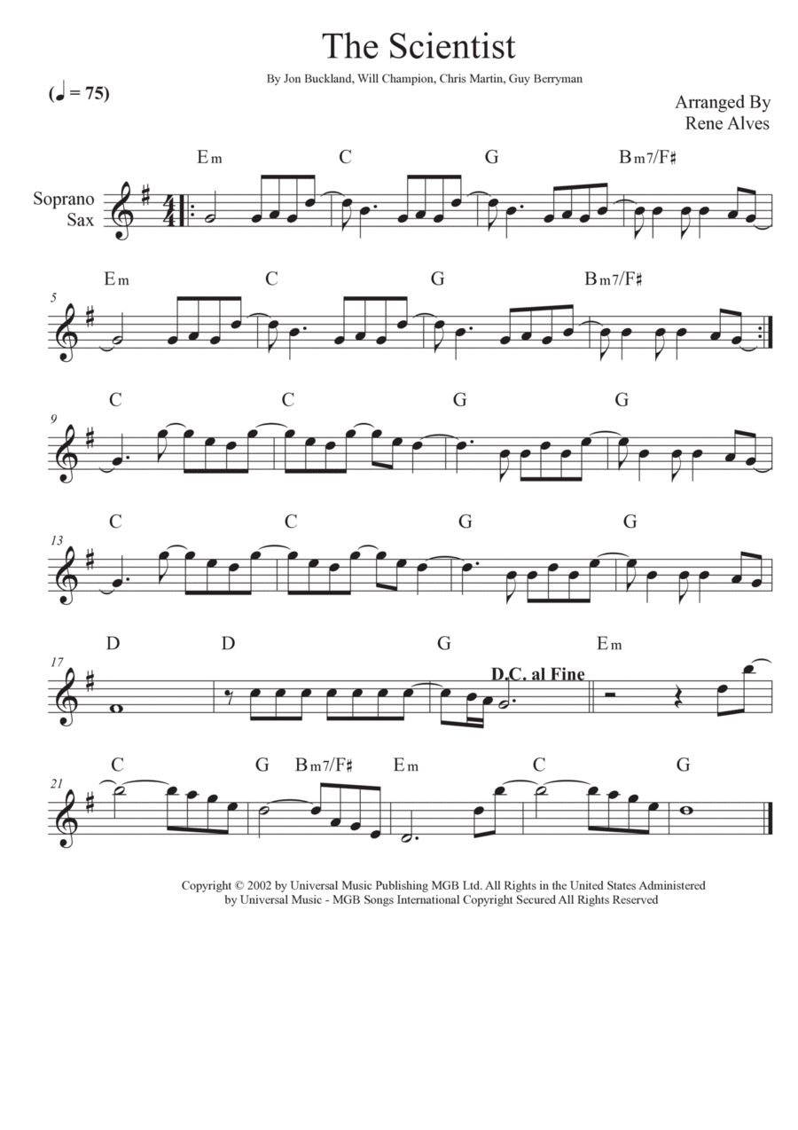 The Scientist Soprano Saxophone scores gallery preview page 1