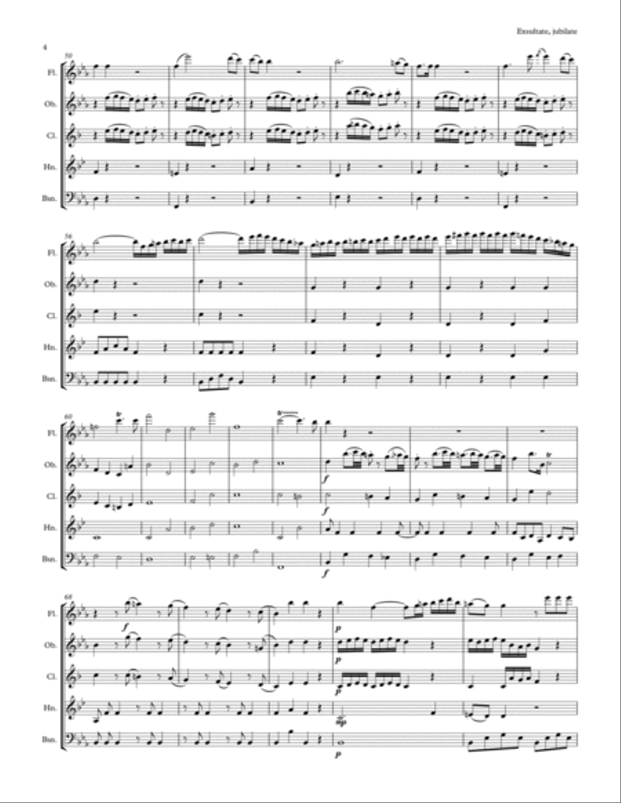 Mozart: Exsultate, jubilate for Woodwind Quintet Woodwind Quintet scores gallery preview page 4