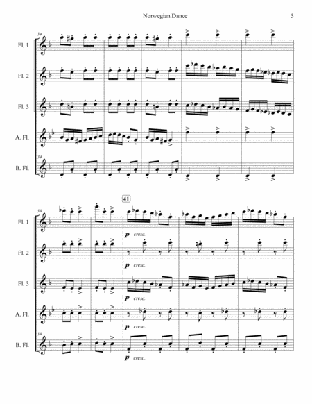 Norwegian Dance Opus 35, No. 2 for Flute Ensemble image number null