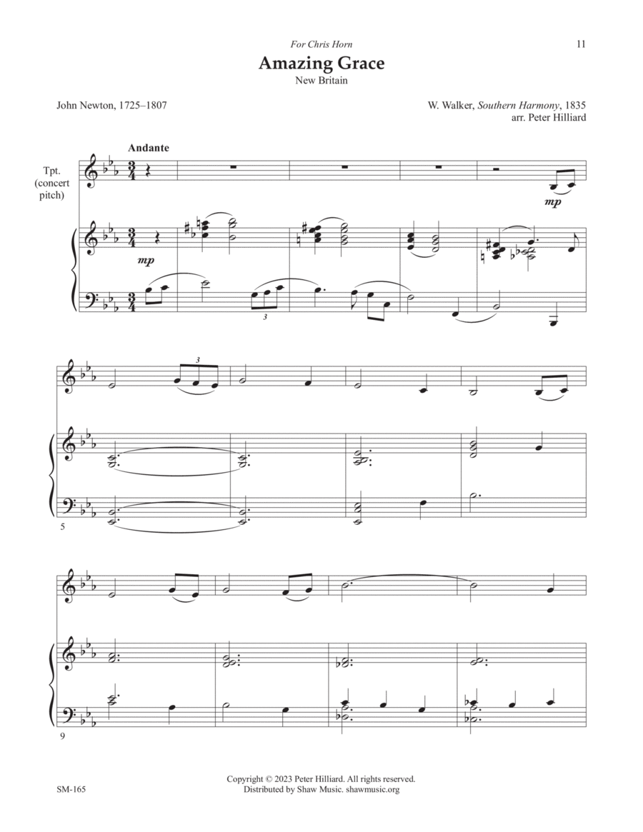 Amazing Grace Trumpet Solo scores gallery preview page 1