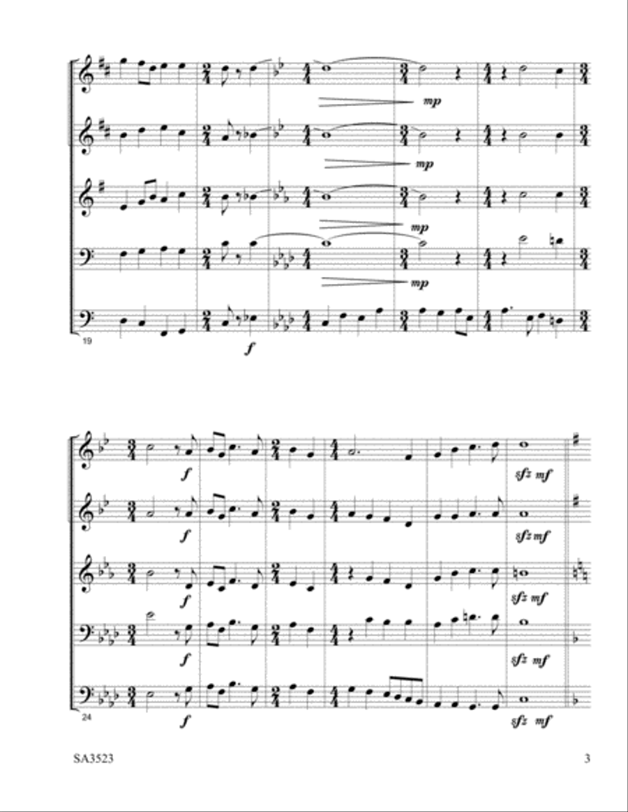 Eternal Father Medley Brass Quintet scores gallery preview page 3