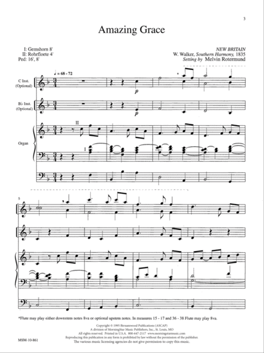 Three Hymns for Organ & Opt. Solo Instruments Organ scores gallery preview page 2