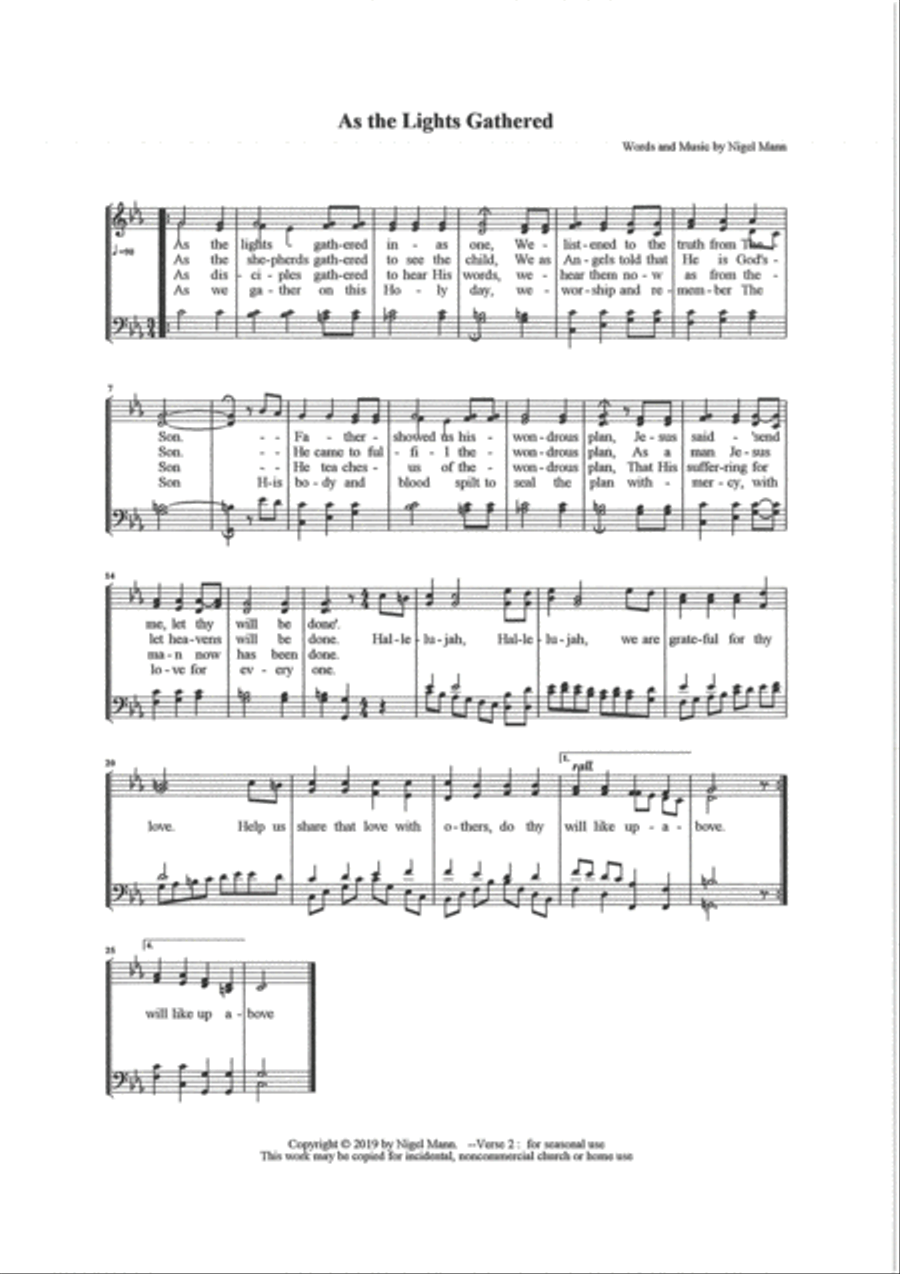 As the Lights Gathered in as One 4-Part scores gallery preview page 1