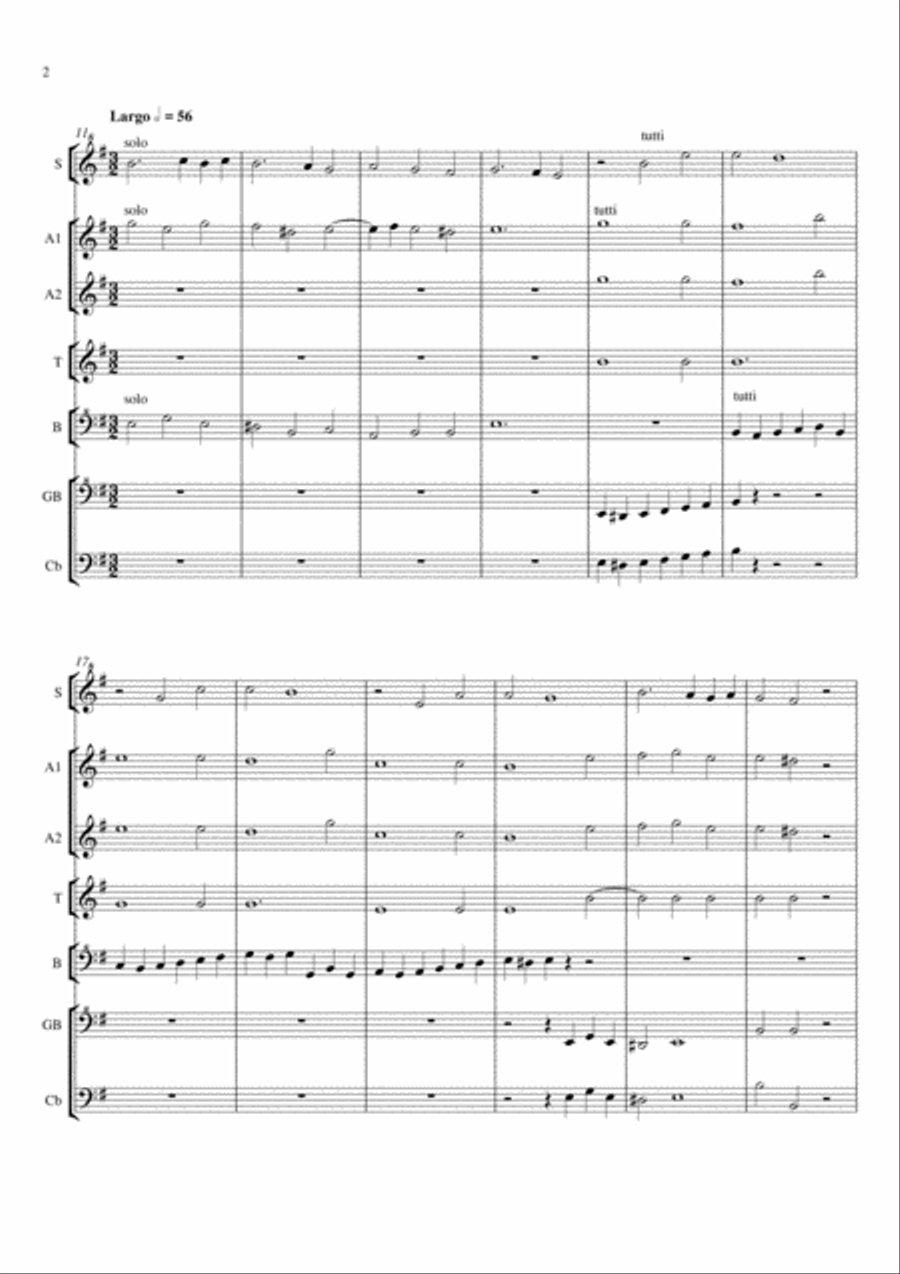 William Boyce Concerto Grosso in G minor Recorder scores gallery preview page 2