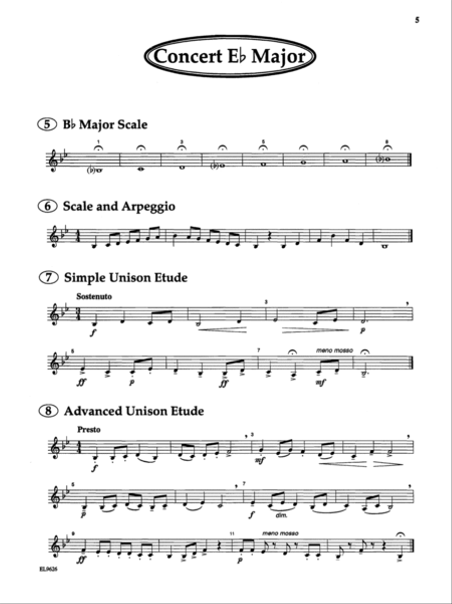 Directional Warm-Ups for Band (concert band method book - Part Book Set F: 1st Horn, 2nd Horn Concert Band scores gallery preview page 5