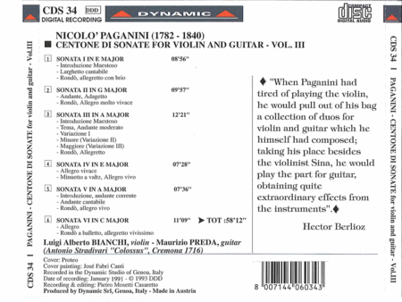 Volume 3: Centone Di Sonate for Vio