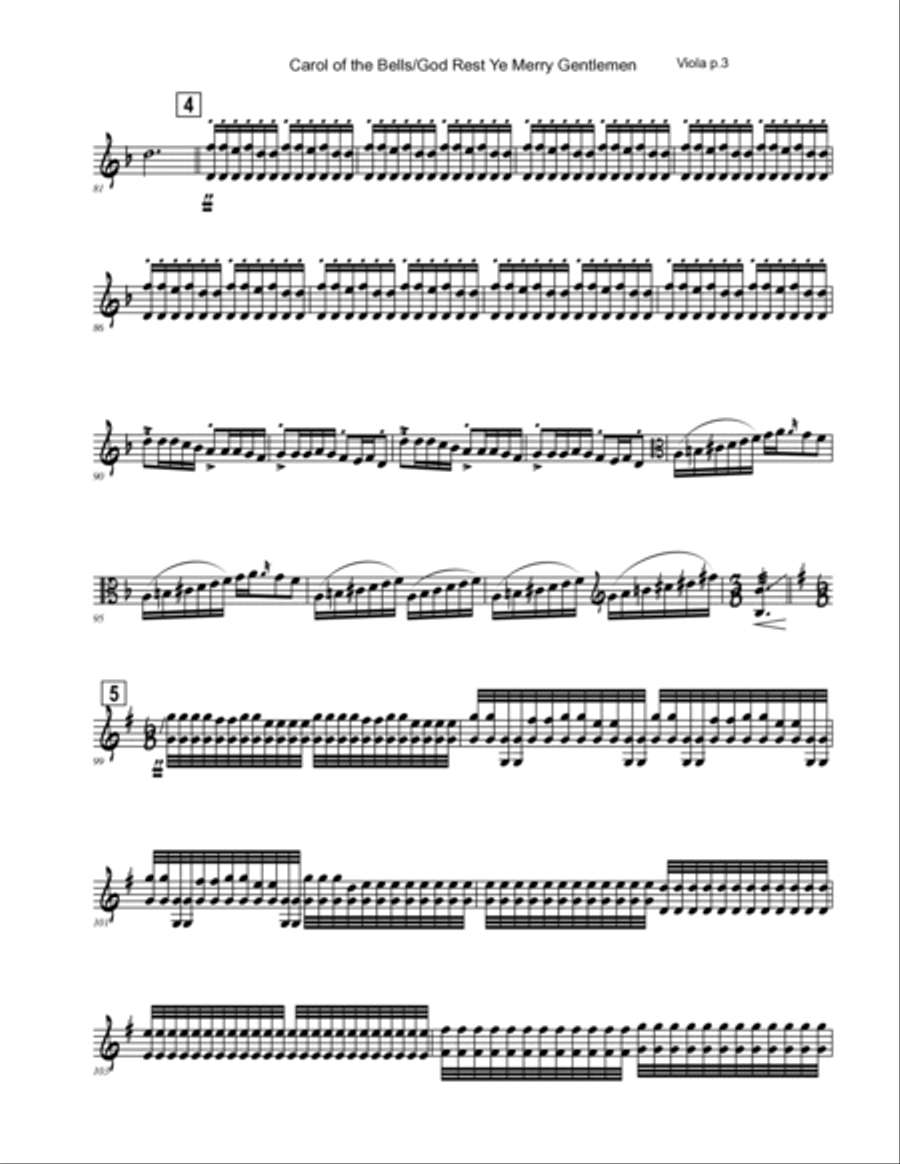 Carol of the Bells / God Rest Ye Merry Gentlemen - Viola and Piano Duet Piano Accompaniment scores gallery preview page 5