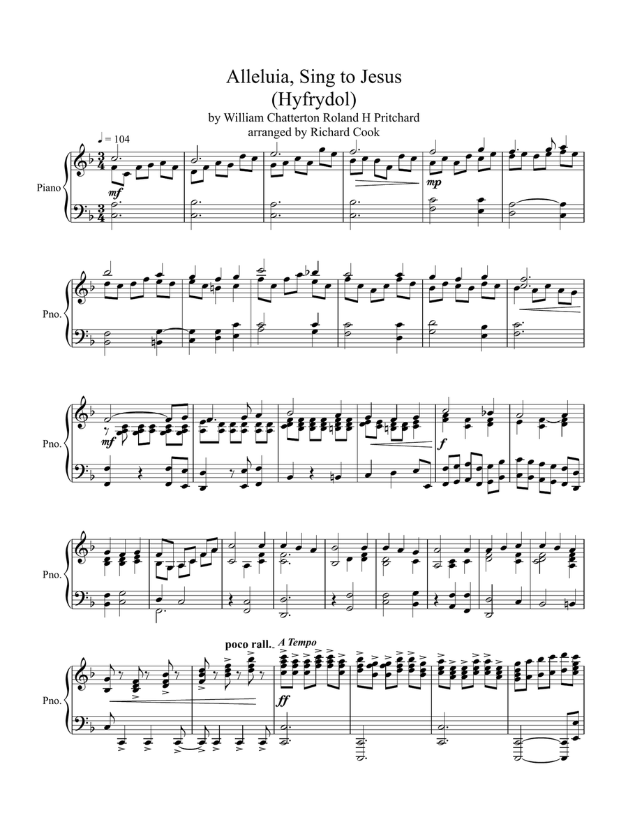 Alleluia, Sing to Jesus Alleluia, Sing to Jesus Piano Solo scores gallery preview page 1