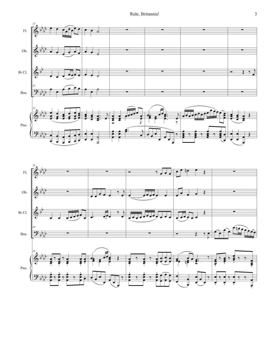 Rule, Britannia! (Woodwind Quartet and Piano) Woodwind Quartet scores gallery preview page 3
