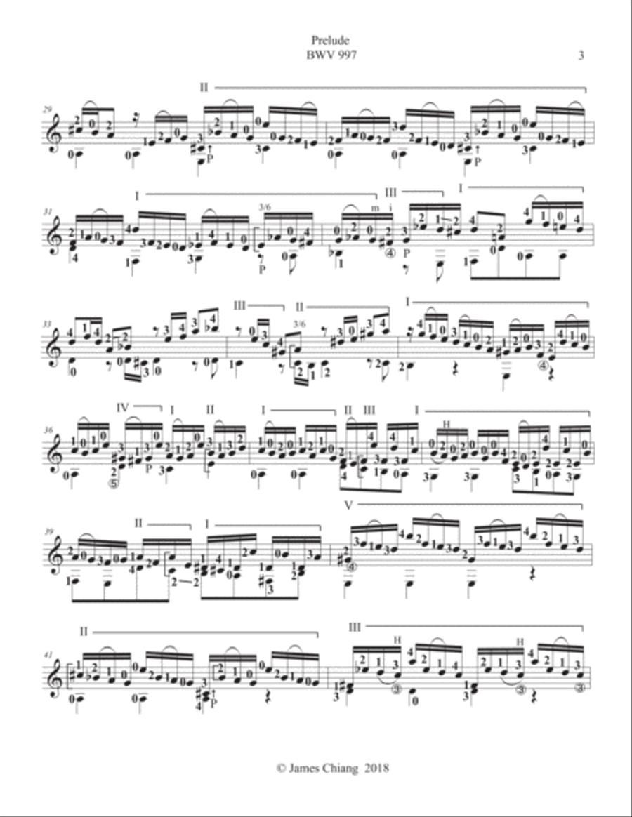 Bach - Lute Suite in A minor (BWV 997) for classical guitar. Lute scores gallery preview page 3