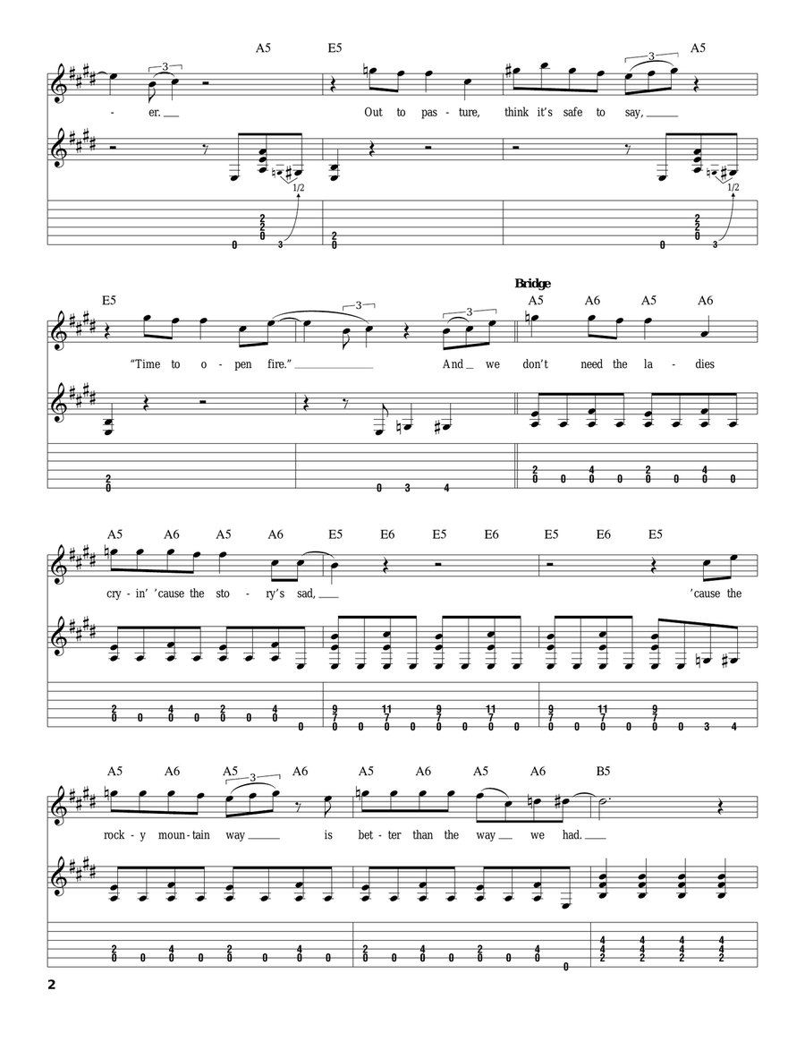 Rocky Mountain Way Acoustic Guitar scores gallery preview page 2