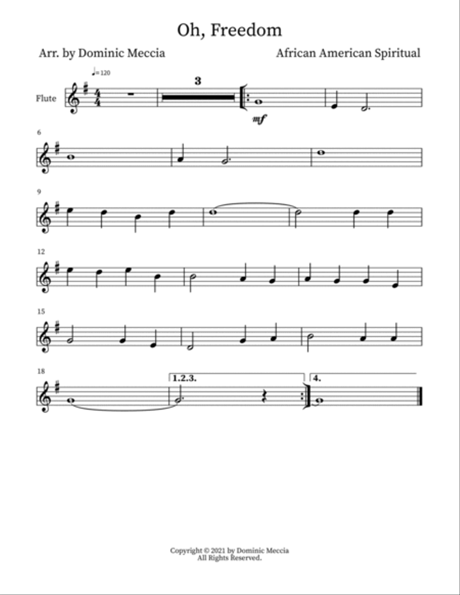 Oh, Freedom Flute Solo scores gallery preview page 3