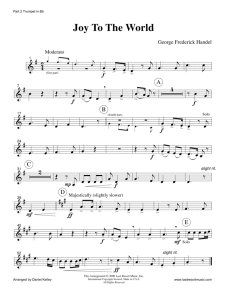 Joy to the World for Brass Quartet (2 Trumpets, French Horn, Bass Trombone or Tuba) with optional Pi