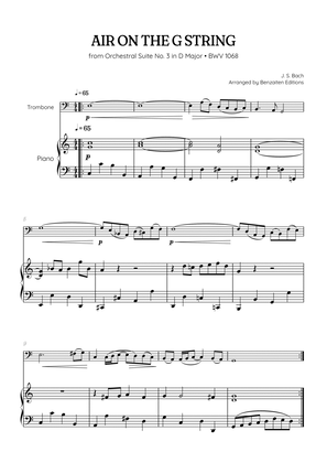JS Bach • Air on the G String from Suite No. 3 BWV 1068 | trombone & piano sheet music