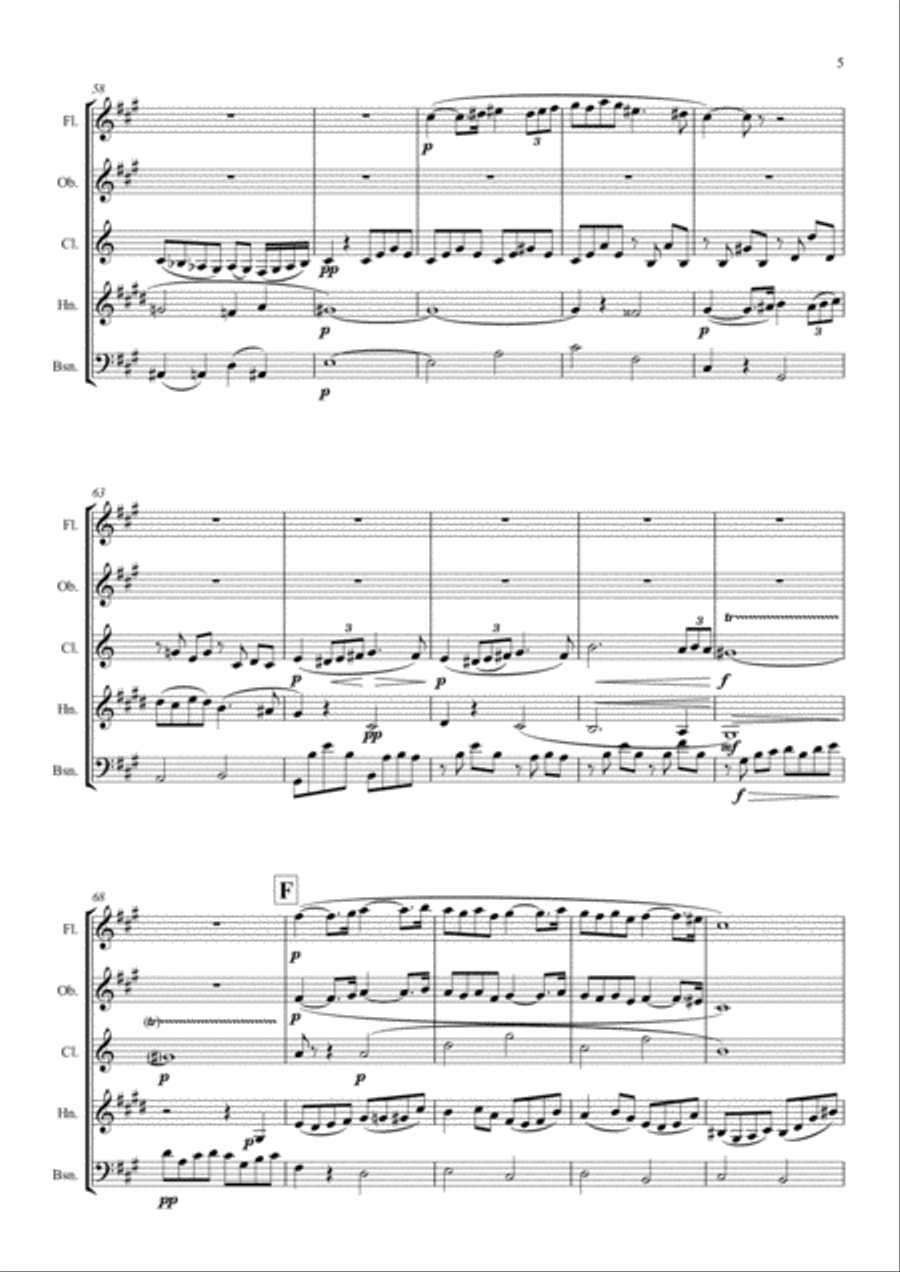 Faure: Pavane Op.50 (original key) - wind quintet Faure: Pavane Op.50 (original key) - wind quintet Woodwind Quintet scores gallery preview page 5