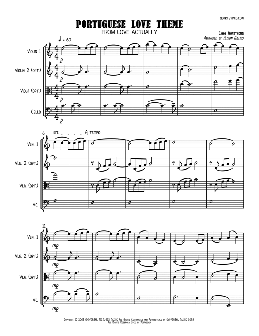 Portuguese Love Theme Portuguese Love Theme String Trio scores gallery preview page 1